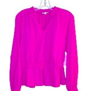Riley & Rae Long Sleeve Peplum Top Pink M NWT